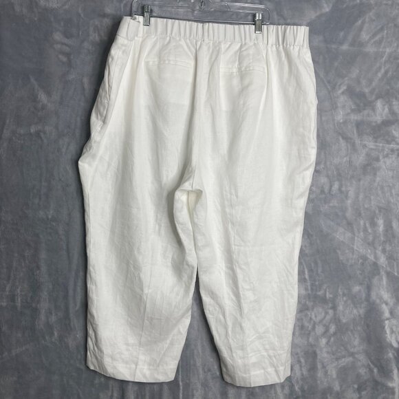 Talbots 100% Linen Bristol Crop Pant White Woemns Plus Size 22W Petite High Rise - Picture 3 of 10